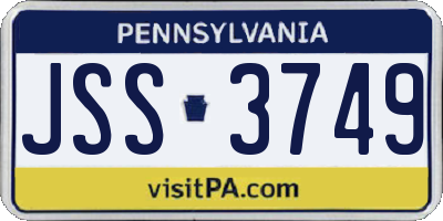 PA license plate JSS3749