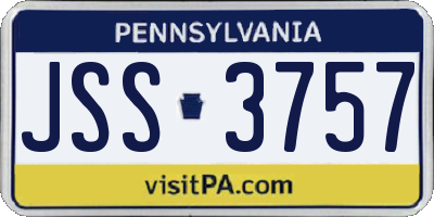 PA license plate JSS3757