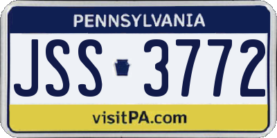 PA license plate JSS3772