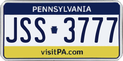PA license plate JSS3777