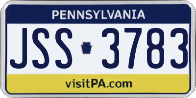 PA license plate JSS3783