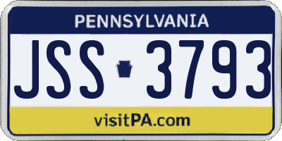 PA license plate JSS3793