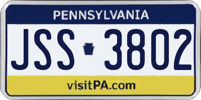 PA license plate JSS3802