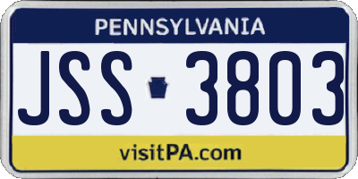 PA license plate JSS3803