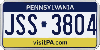 PA license plate JSS3804