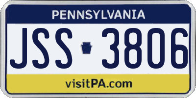 PA license plate JSS3806