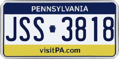 PA license plate JSS3818