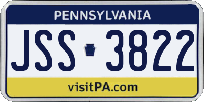 PA license plate JSS3822