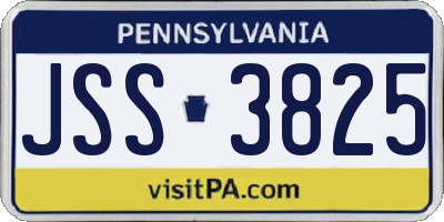 PA license plate JSS3825