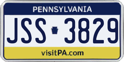 PA license plate JSS3829