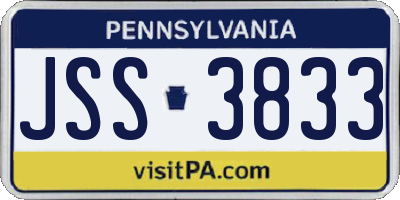 PA license plate JSS3833