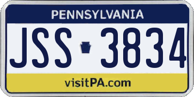PA license plate JSS3834