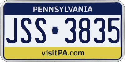 PA license plate JSS3835