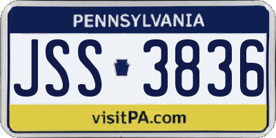 PA license plate JSS3836