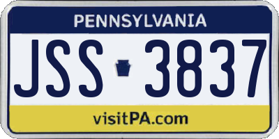 PA license plate JSS3837