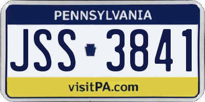 PA license plate JSS3841