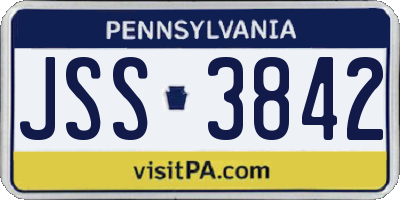 PA license plate JSS3842