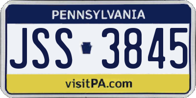 PA license plate JSS3845