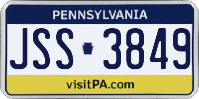 PA license plate JSS3849