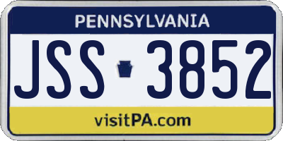PA license plate JSS3852