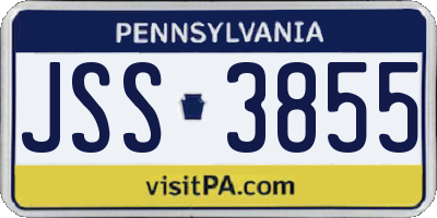 PA license plate JSS3855