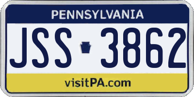 PA license plate JSS3862