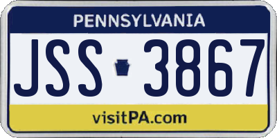 PA license plate JSS3867
