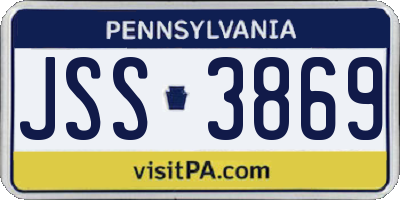 PA license plate JSS3869