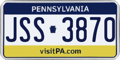 PA license plate JSS3870