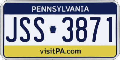 PA license plate JSS3871