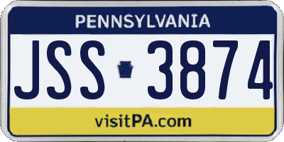 PA license plate JSS3874