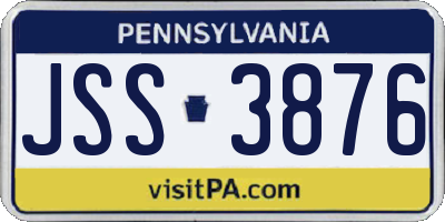 PA license plate JSS3876