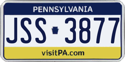 PA license plate JSS3877