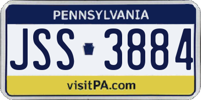 PA license plate JSS3884