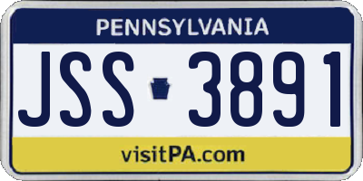 PA license plate JSS3891