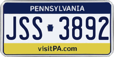 PA license plate JSS3892
