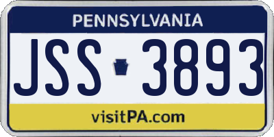 PA license plate JSS3893