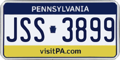PA license plate JSS3899