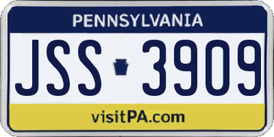 PA license plate JSS3909