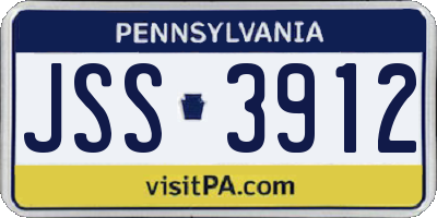 PA license plate JSS3912
