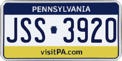 PA license plate JSS3920