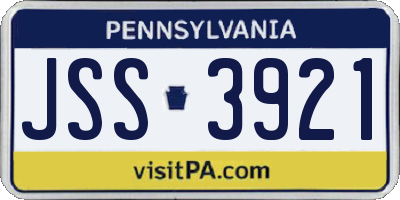 PA license plate JSS3921