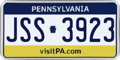 PA license plate JSS3923