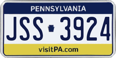 PA license plate JSS3924