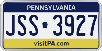 PA license plate JSS3927