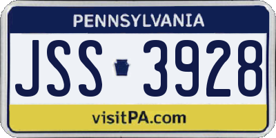 PA license plate JSS3928