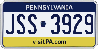 PA license plate JSS3929