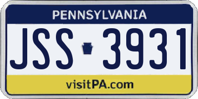 PA license plate JSS3931