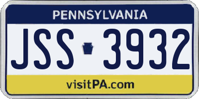 PA license plate JSS3932