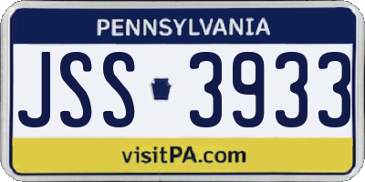 PA license plate JSS3933